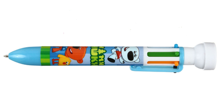 Ручка шариковая автоматическая детская многофункциональная «МиМиМишки», 6 цветов, со штампиком