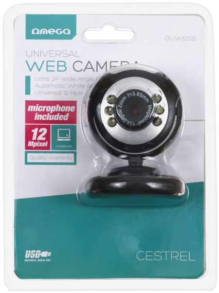 WEB-камера Omega OUW12SB, серебристо-черная WEB-камера Omega OUW12SB, серебристо-черная