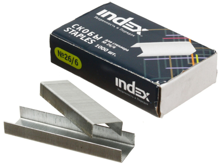 Скобы для степлеров Index, №26/6, 1000 шт. Скобы для степлеров Index, №26/6, 1000 шт.