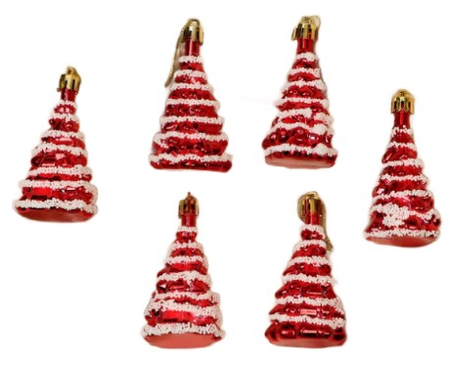 Набор елочных игрушек «Ёлочка праздничная», 6 шт., 3,5*7 см, красные