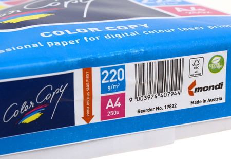Бумага офисная Color Copy, А4 (210*297 мм), 220 г/м2, 250 л. 