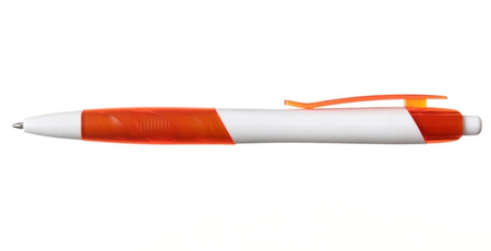 Ручка шариковая автоматическая Sponsor SLP009, корпус белый с оранжевым, стержень синий
