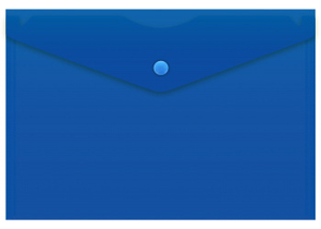 Папка-конверт пластиковая на кнопке «Бюрократ» А5, толщина пластика 0,18 мм, синяя