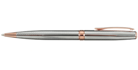Ручка подарочная шариковая Manzoni Torino, корпус серебристый/розовое золото
