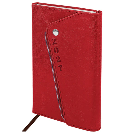Ежедневник датированный на 2027 год Brauberg Jacket, 140*215 мм, 176 л., красный