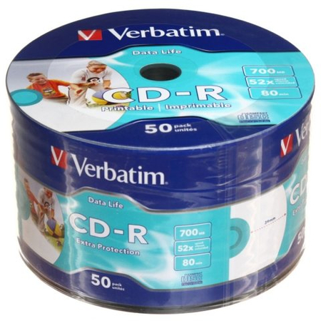 Компакт-диск CD-R Verbatim, 52х, 50 шт., туба (цена за 50 шт.) Компакт-диск CD-R Verbatim, 52х, 50 шт., туба (цена за 50 шт.)