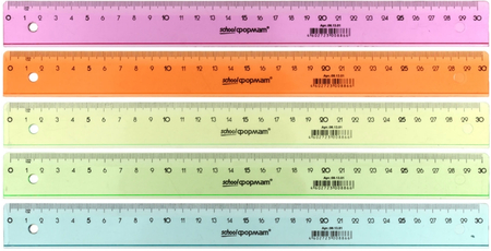 Линейка пластиковая schoolФормат, 30 см, прозрачная цветная, ассорти (цена за 1 шт.)