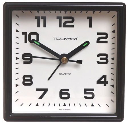 Часы настольные с будильником «Тройка», корпус черный