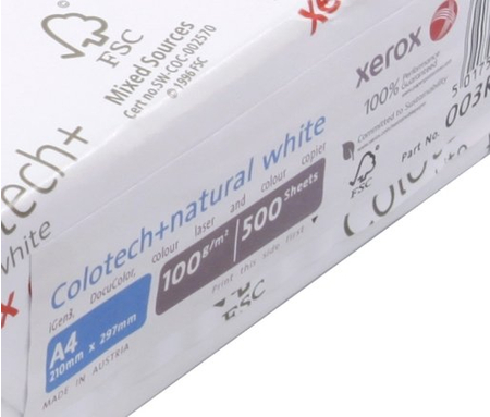 Бумага офисная Xerox Colotech+ Natural White, А4 (210*297 мм), 100 г/м2, 500 л.