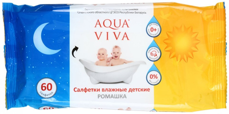 Салфетки влажные детские Aqua Viva, 60 шт., «Ромашка»