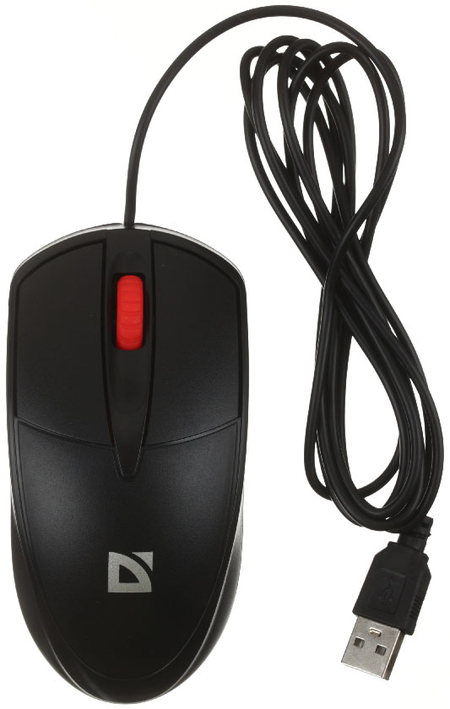Мышь компьютерная бесшумная Defender Icon MB-057, USB, проводная, черная