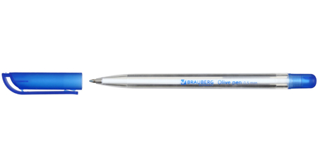 Ручка шариковая Brauberg Olive Pen, корпус прозрачный, стержень синий Ручка шариковая Brauberg Olive Pen, корпус прозрачный, стержень синий