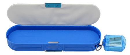 Пенал школьный двухкамерный с точилкой-брелком, 200*55 мм, ассорти