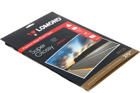 Бумага для струйной фотопечати суперглянцевая односторонняя Lomond , А4 (210*297 мм), 270 г/м2, 20 л.