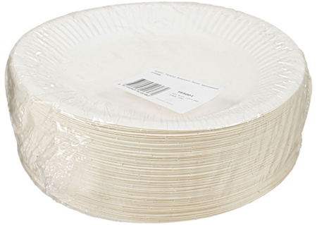 Тарелка одноразовая десертная бумажная, диаметр 18 см, 100 шт., белая