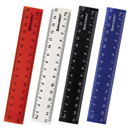 Линейка пластиковая Brauberg MultiLine, 15 см, ассорти