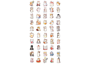 Набор наклеек ПВХ Meshu, 5×3 см, 50 шт., Funny Cats, ассорти