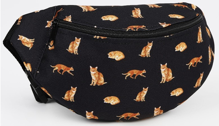 Сумка поясная на молнии Sima-Land, 28*13 см, «Коты», черная