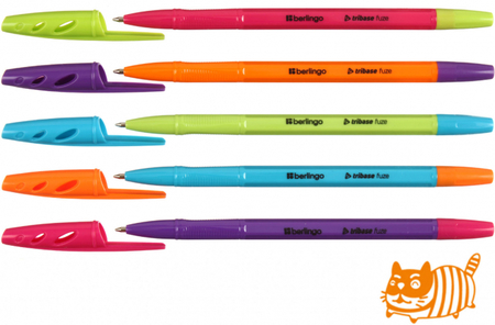 Ручка шариковая Berlingo Tribase Fuze, корпус ассорти, стержень синий