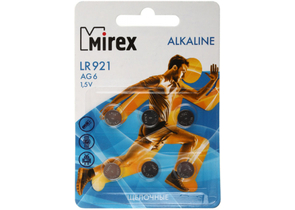Батарейки щелочные дисковые Mirex Alkaline, AG6, LR921, 1.5V, 6 шт.