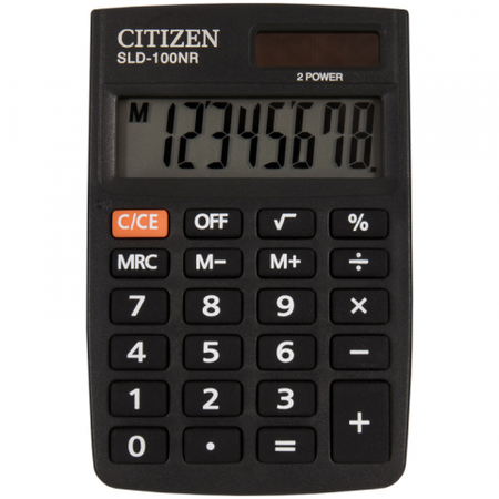 Калькулятор карманный 8-разрядный Citizen SLD-100NR, черный Калькулятор карманный 8-разрядный Citizen SLD-100NR, черный