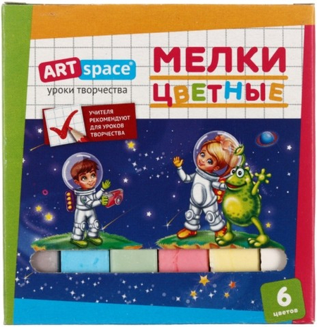 Мелки цветные ArtSpace, 6 шт., 6 цветов