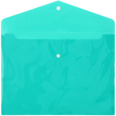 Папка-конверт пластиковая на кнопке inФормат, толщина пластика 0,15 мм, зеленая