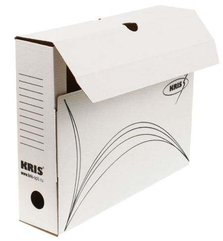 Короб архивный из гофрокартона Kris, корешок 75 мм, 325*260*75 мм, белый Короб архивный из гофрокартона Kris, корешок 75 мм, 325*260*75 мм, белый