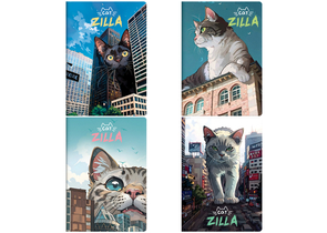 Тетрадь школьная А5, 40 л. на скобе Meshu CatZilla, 145×205 мм, клетка, ассорти