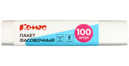 Пакеты фасовочные «Комус», 24*37 см, 8 мкм, 100 шт.