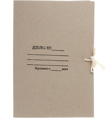 Папка картонная на завязках «Дело» АйТи Сервис, А4, плотность 420 г/м2, ширина корешка 50 мм, серая