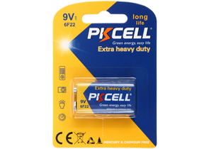 Батарейка солевая Pkcell Extra Heavy Duty, 6F22, 9V, тип «Крона»