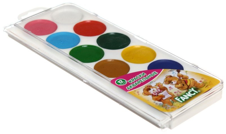 Акварель медовая Fancy, 12 цветов, в пластиковой коробке, без кисти