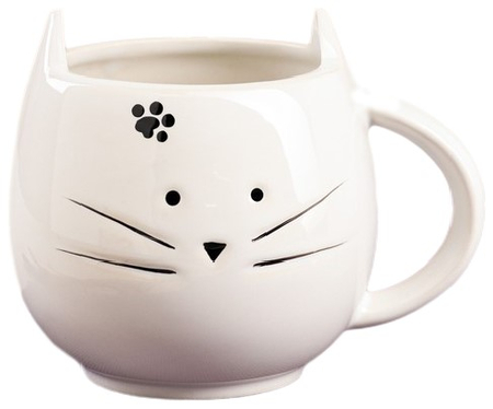 Кружка керамическая в форме котика, 400 мл, 10,5*13*10,5 см, «Кот», белая (рисунок ассорти, цена за 1 шт.)