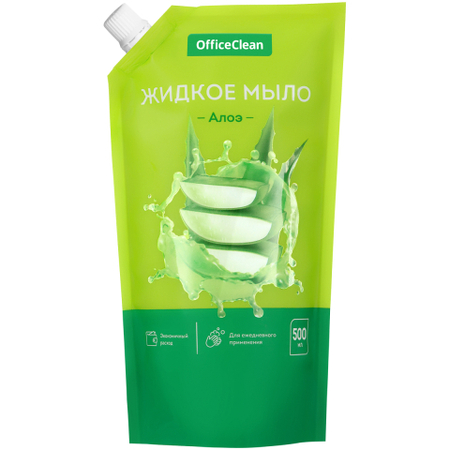 Мыло жидкое OfficeClean (сменный блок), 500 мл, «Алоэ» Мыло жидкое OfficeClean (сменный блок), 500 мл, «Алоэ»