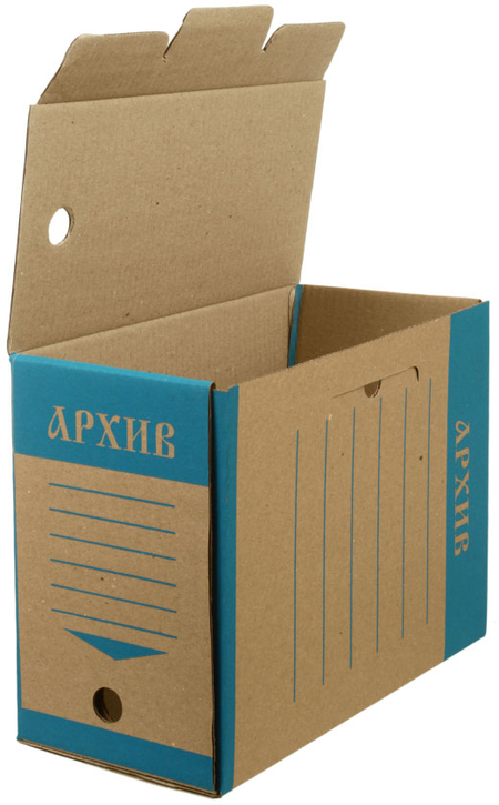 Короб архивный из гофрокартона «ЭКО», корешок 150 мм, 327*150*240 мм, бурый с синим Короб архивный из гофрокартона «ЭКО», корешок 150 мм, 327*150*240 мм, бурый с синим