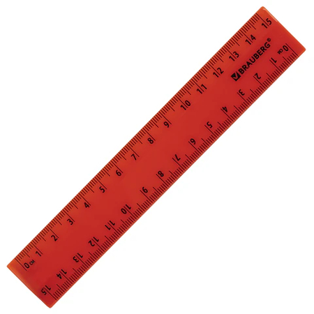 Линейка пластиковая Brauberg MultiLine, 15 см, ассорти