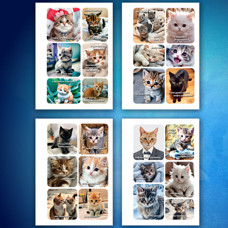 Стикербук-блокнот с наклейками Brauberg «Просто наклей», 105*150 мм, 16 л., 96 цветных стикеров, «Коты мемы»