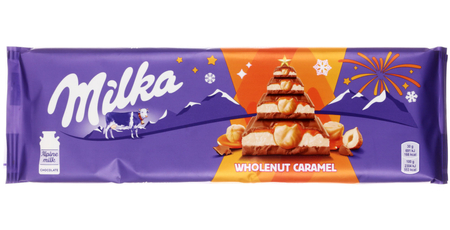 Шоколад Milka, 300 г, молочный шоколад с карамельной начинкой и фундуком