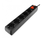 Сетевой фильтр «Гарнизон» 10А (с заземлением, с выключателем), 5 розеток, 3 м, черный