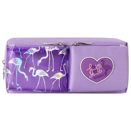 Пенал-косметичка однокамерный «Юнландия» Flamingo, 200*60*80 мм, фиолетовый Пенал-косметичка однокамерный «Юнландия» Flamingo, 200*60*80 мм, фиолетовый