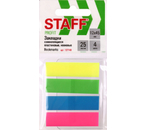 Закладки-разделители пластиковые с липким краем Staff Profit, 12×45 мм, 25 л.×4 цвета, неон
