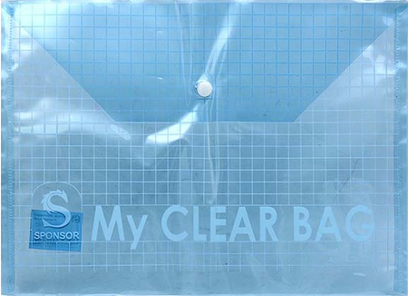 Папка-конверт пластиковая на кнопке My Clear Bag, толщина пластика 0,12 мм, прозрачная цветная (ассорти)