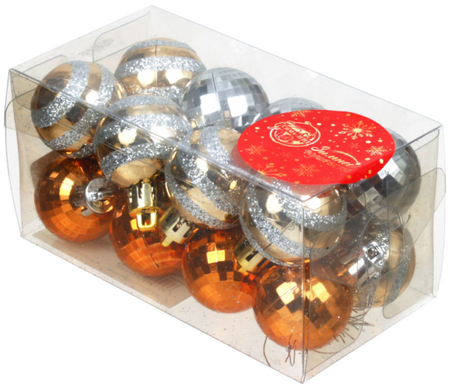 Набор шаров новогодних «Диско либре» (пластик), диаметр 3 см, 16 шт., микс