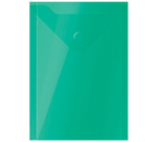 Папка-конверт пластиковая на кнопке «Стамм» А6, толщина пластика 0,15 мм, прозрачная зеленая