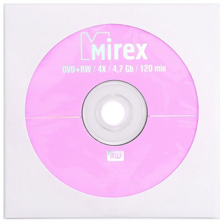 Компакт-диск DVD+RW Mirex, 4x, в бумажном конверте