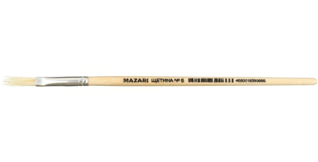 Кисть для рисования (кисть для клея) «Щетина» Mazari, №6, плоская
