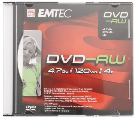 Компакт-диск DVD-RW Emtec, 4x, Slim Case 