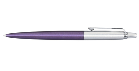 Ручка подарочная шариковая Parker Jotter Victoria Violet CT, корпус серебристо-фиолетовый 