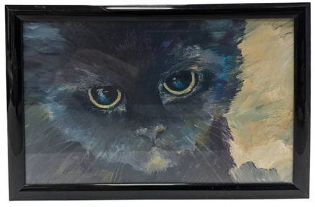 Картина «Черный кот» (Манкович В.Л.), 10*15 см, бумага, масло